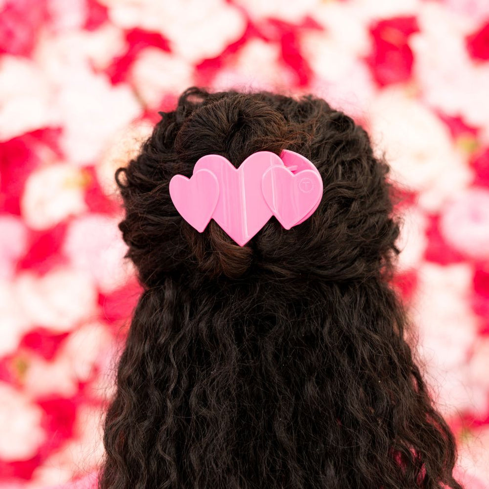 Pink Heart to Heart Medium Flat Hair Clip - Hair Clips - TELETIES
