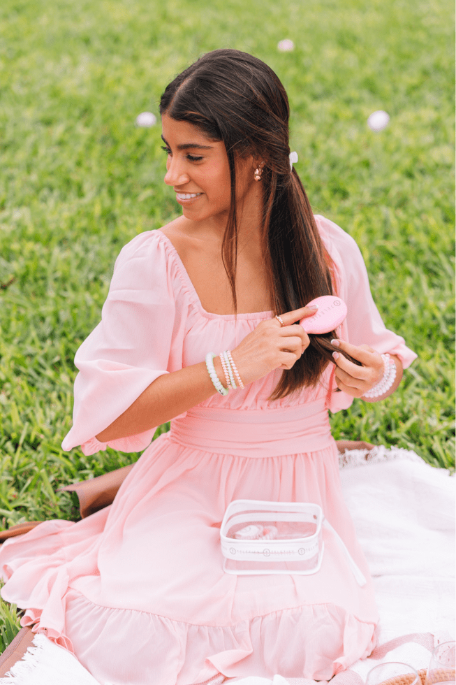 TELETIES - Pink Mini Hair Brush in Pink - Image 4