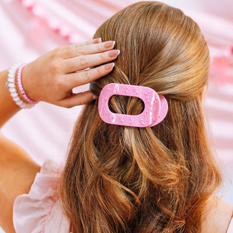 Pink Ribbon Medium Flat Round Clip