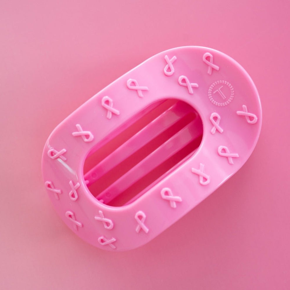 Pink Ribbon Medium Flat Round Clip - Hair Clips - TELETIES
