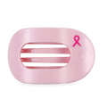 Pink Ribbon Power Large Flat Round Hair Clip in Pink - Large