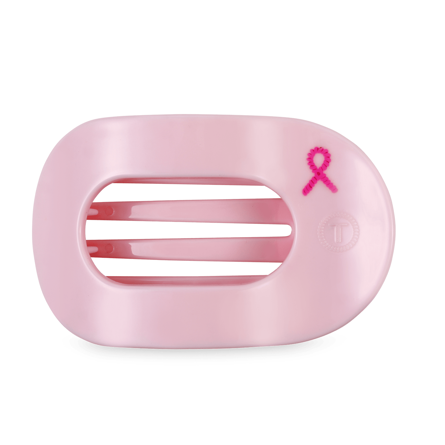 TELETIES - Pink Ribbon Power Large Flat Round Hair Clip in Pink - Large