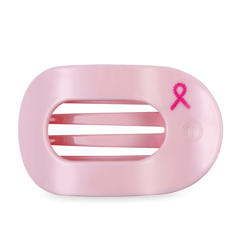 TELETIES - Pink Ribbon Power Large Flat Round Hair Clip in Pink - Large - Image 1
