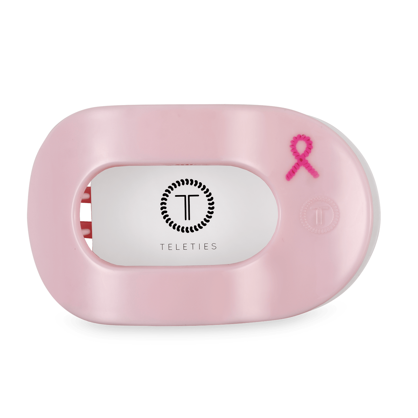 TELETIES - Pink Ribbon Power Large Flat Round Hair Clip in Pink - Large