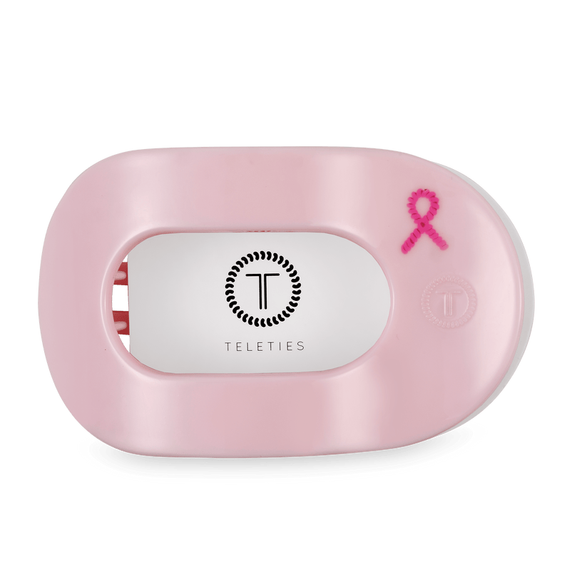 TELETIES - Pink Ribbon Power Large Flat Round Hair Clip in Pink - Large - Image 2