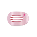 Pink Ribbon Power Small Flat Round Hair Clip in Pink - Small