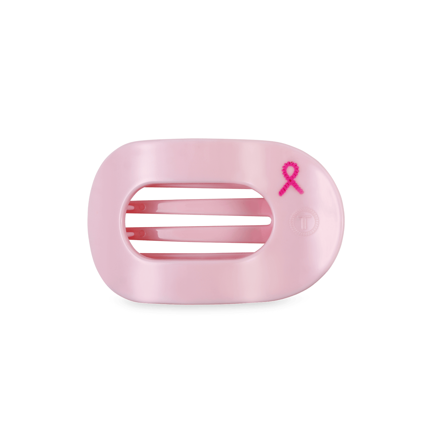 TELETIES - Pink Ribbon Power Small Flat Round Hair Clip in Pink - Small