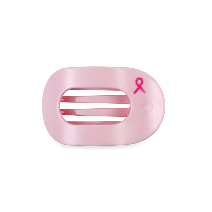 TELETIES - Pink Ribbon Power Small Flat Round Hair Clip in Pink - Small - Image 1
