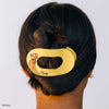 TELETIES - Pluto Large Flat Round Hair Clip in Yellow - Large - Image - 4