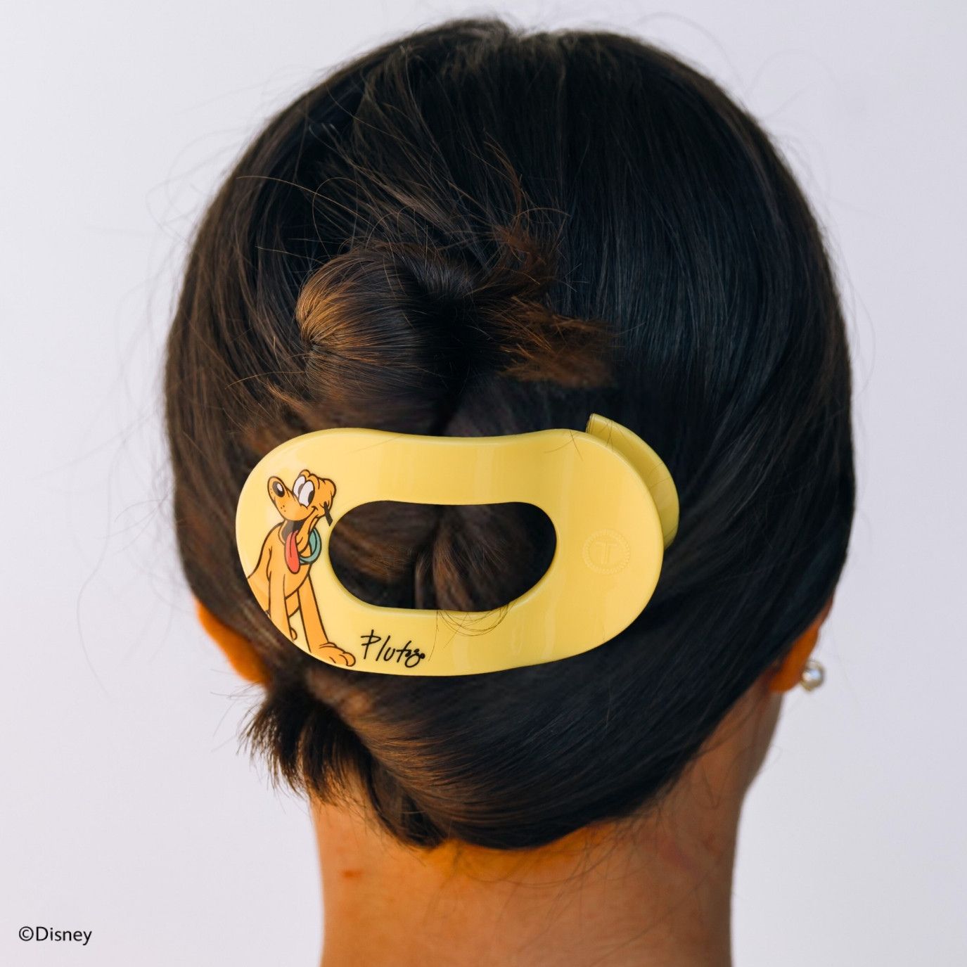 TELETIES - Pluto Large Flat Round Hair Clip in Yellow - Large
