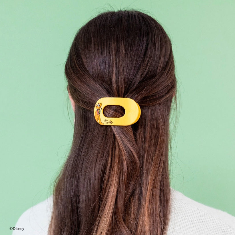 TELETIES - Pluto Small Flat Round Hair Clip in Yellow - Small - Image 4