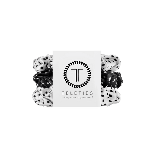 Polka Dot Party Large Silk Scrunchies
                in Black White - Large
              