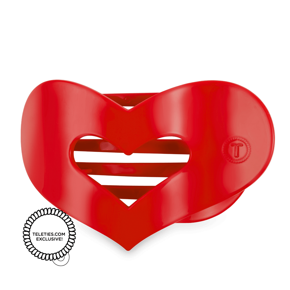 Red Heart Large Flat Hair Clip - Hair Clips - TELETIES
