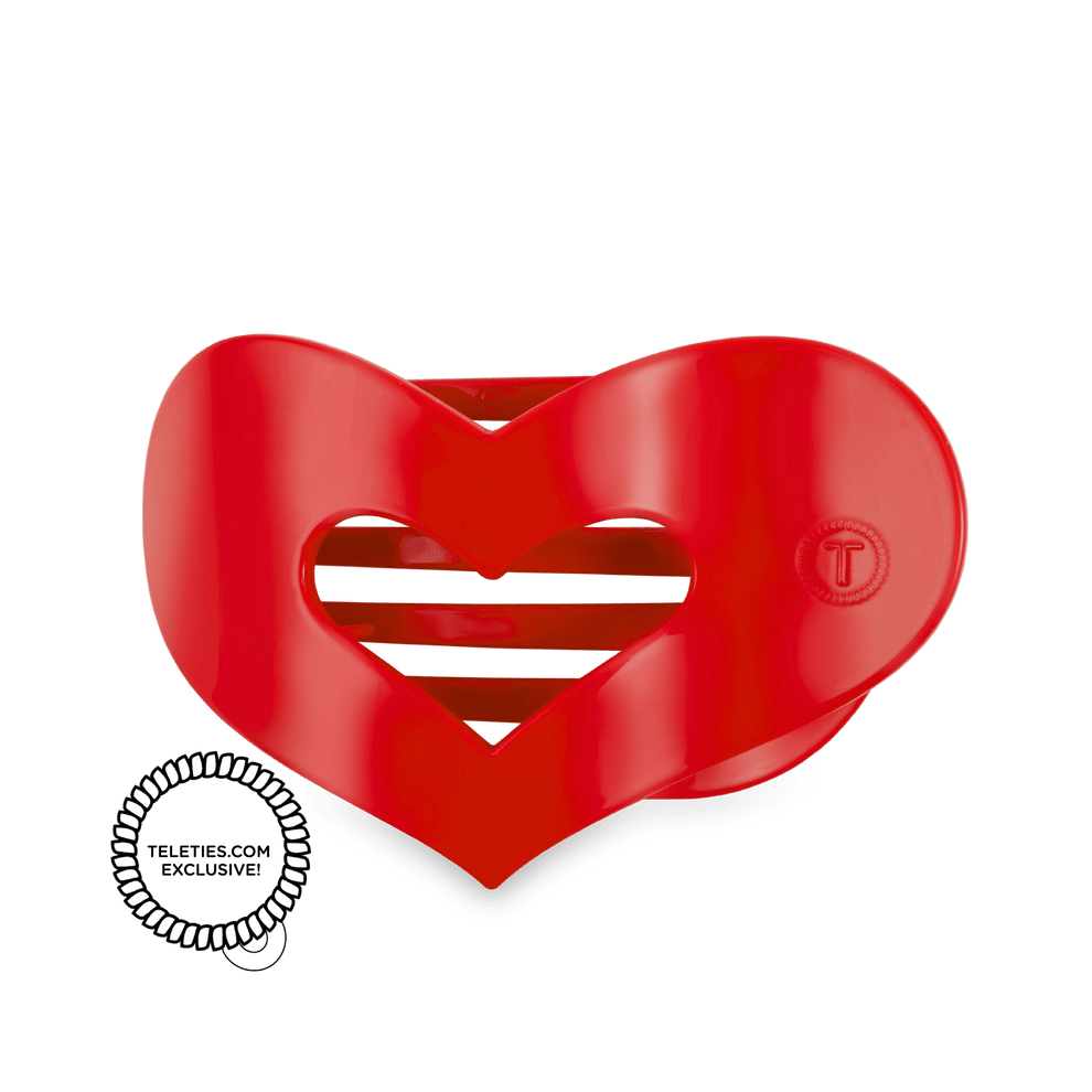 Red Heart Medium Flat Hair Clip - Hair Clips - TELETIES
