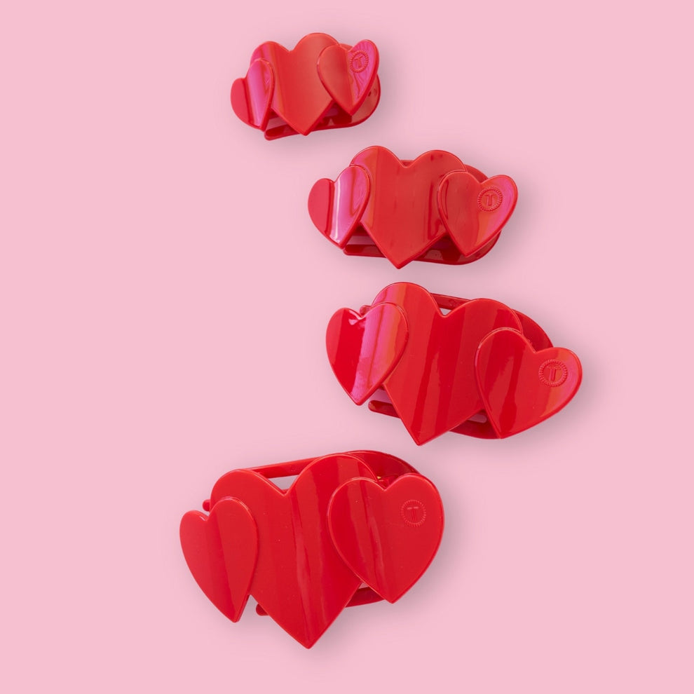 Red Heart to Heart Medium Flat Hair Clip - Hair Clips - TELETIES
