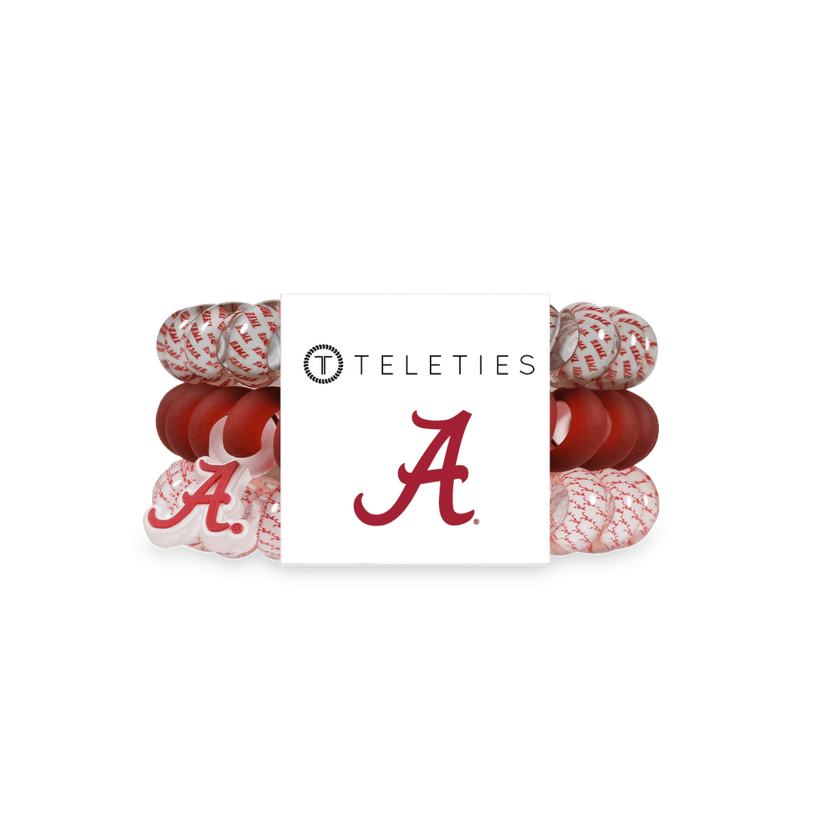 TELETIES - Roll Tide! Large Hair Ties in Red White Gray - Large - Image 1