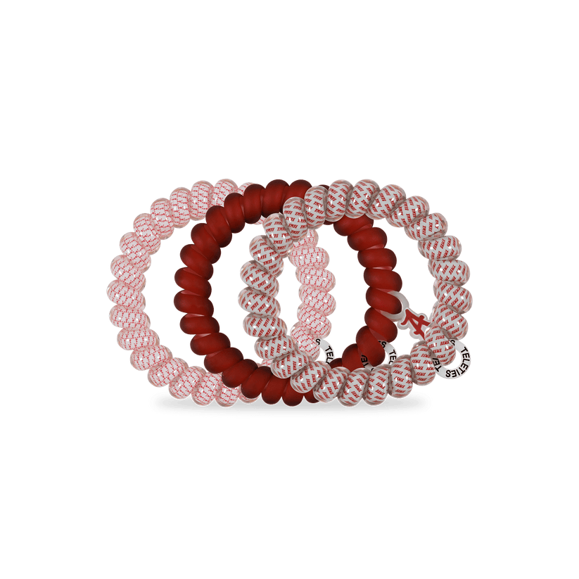 TELETIES - Roll Tide! Large Hair Ties in Red White Gray - Large - Image 2