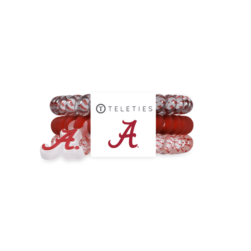 TELETIES - Roll Tide! Small Hair Ties in Red White Gray - Small - Image 1