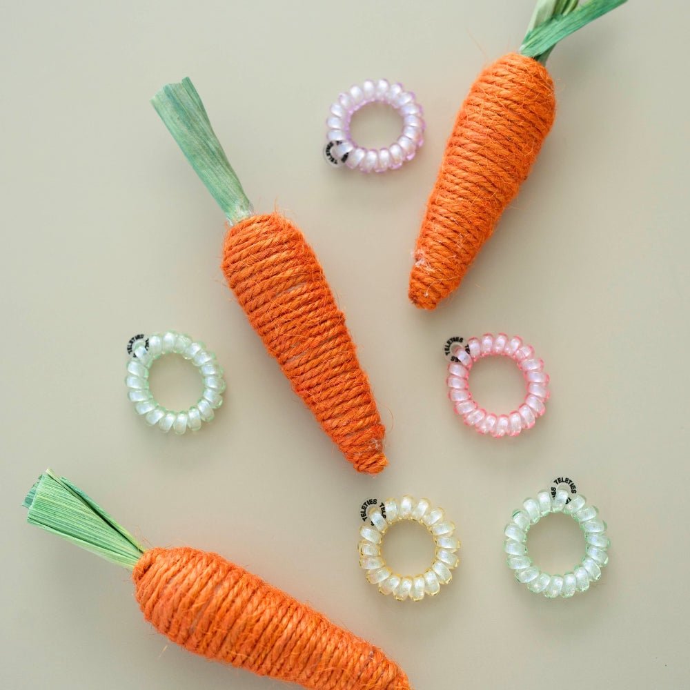 TELETIES - Shimmering Spring Tiny Hair Ties in Pink Green Yellow Purple Shimmer - Tiny