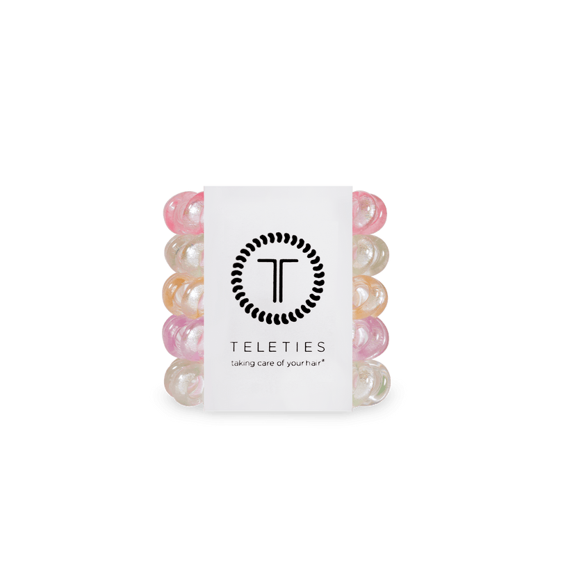 TELETIES - Shimmering Spring Tiny Hair Ties in Pink Green Yellow Purple Shimmer - Tiny - Image 1