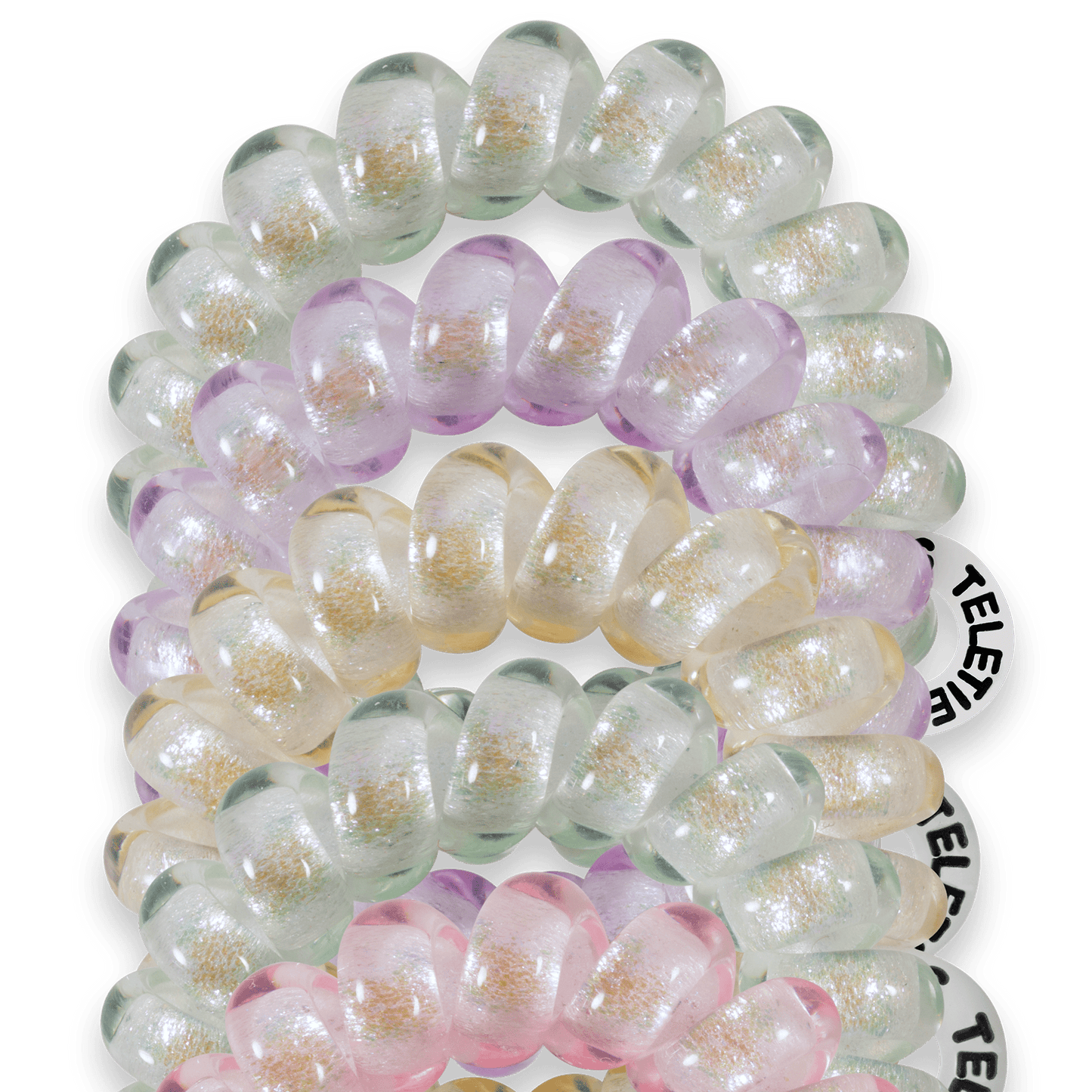 TELETIES - Shimmering Spring Tiny Hair Ties in Pink Green Yellow Purple Shimmer - Tiny