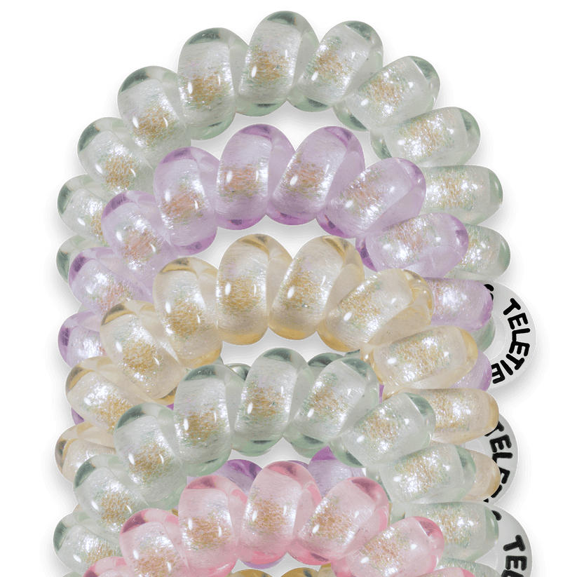 TELETIES - Shimmering Spring Tiny Hair Ties in Pink Green Yellow Purple Shimmer - Tiny - Image 3