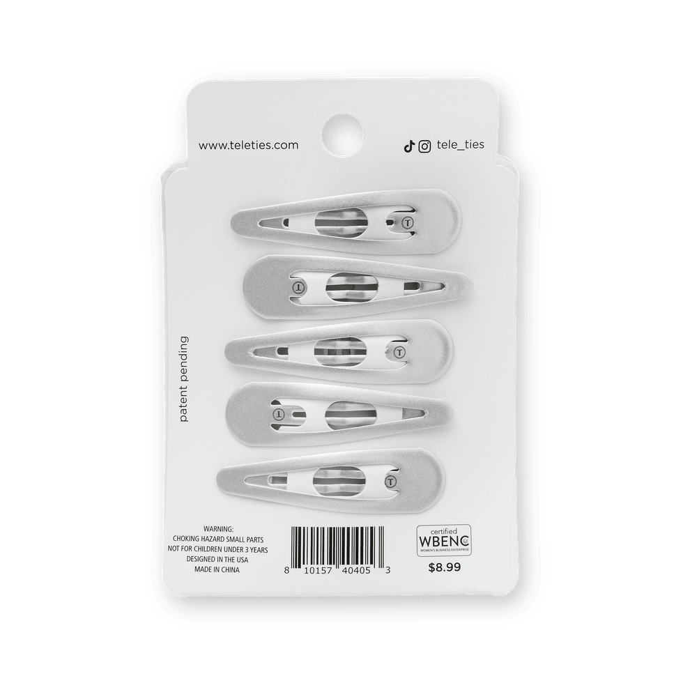 Silver Snap Clip (6Ct) - Hair Clips - TELETIES
