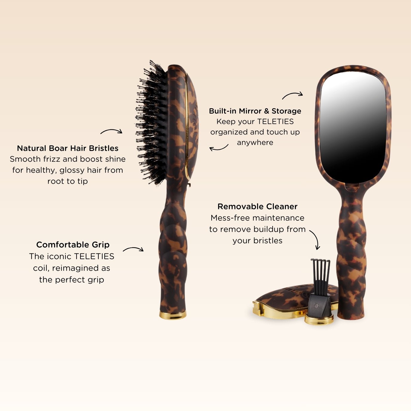 TELETIES - Tortoise Hair Brush Bundle 