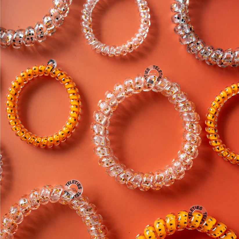 TELETIES - Spooky Sparkles Large Hair Ties in Orange - Large - Image 5