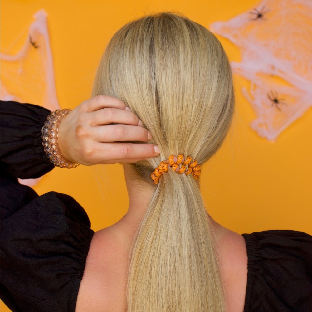TELETIES - Spooky Sparkles Large Hair Ties in Orange - Large
