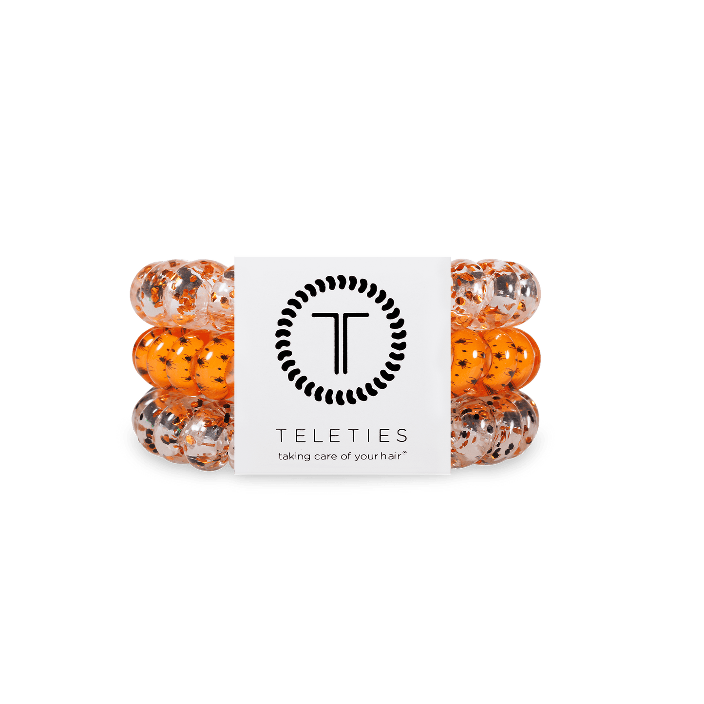 TELETIES - Spooky Sparkles Large Hair Ties in Orange - Large
