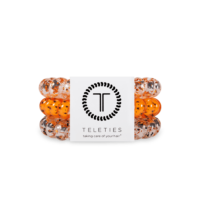 TELETIES - Spooky Sparkles Large Hair Ties in Orange - Large - Image 1