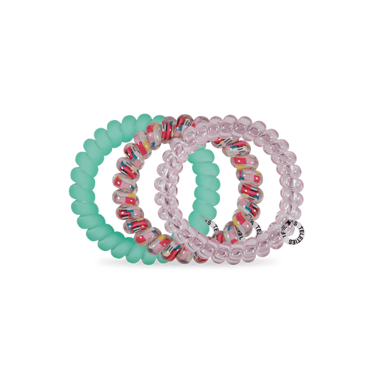 Spring Splash Large Hair Ties in Green Pink - Large - Image 2