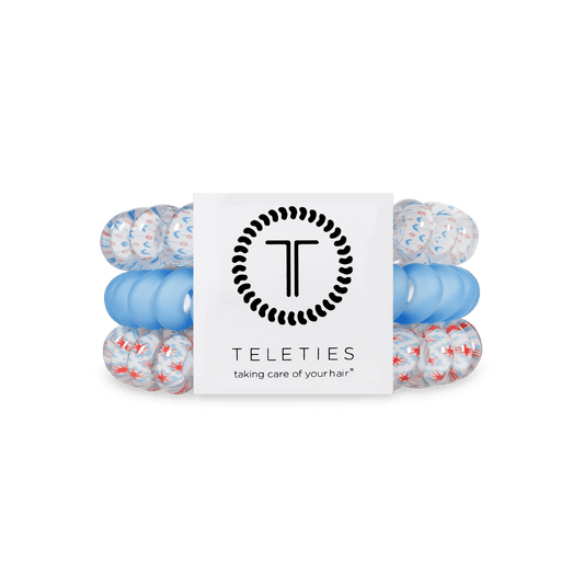 Sweet Liberty Large Hair Ties
                in White Blue - Large
              