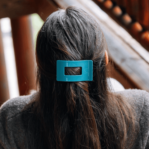 Teal With It Small Flat Rectangle Hair Clip