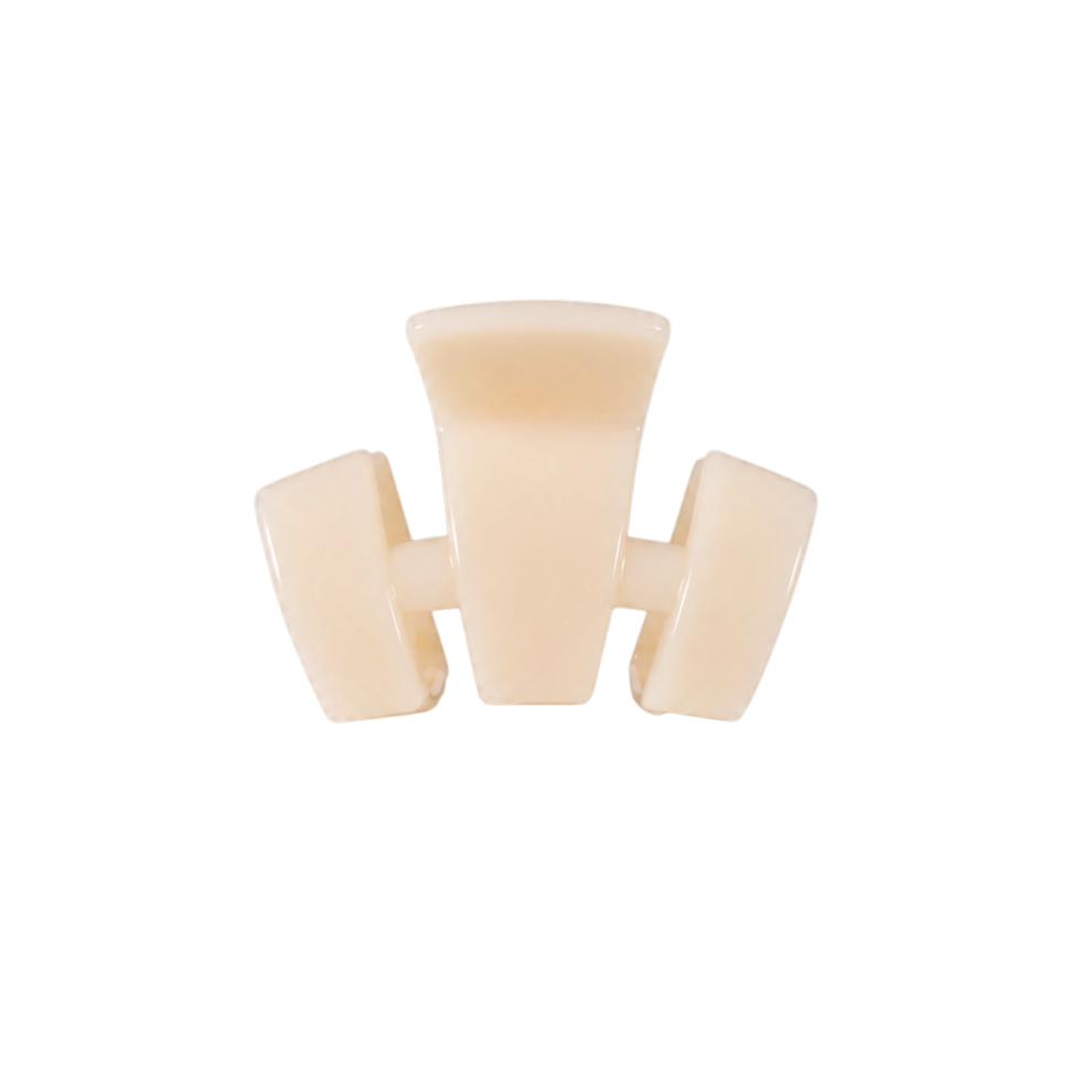 TELETIES almond beige petite claw clip for fine hair with a durable no-slip hold design.
