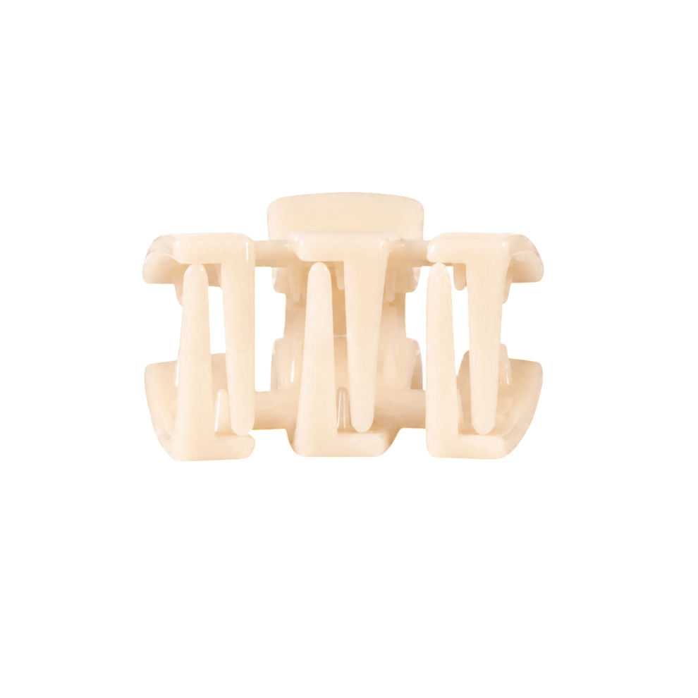 TELETIES almond beige petite claw clip with a strong, no-slip design for effortless hair styling.
