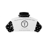 TELETIES medium hair claw clip in glossy black with white polka dots
