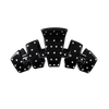 TELETIES medium hair claw clip in glossy black with a white polka dot print and flexible, durable teeth.
