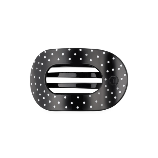 Black Polka Dot Party Medium Flat Round Hair Clip
                in Black - Medium
              