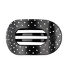 TELETIES large flat round hair clip in black with white polka dot print for thick or long hair
