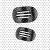 TELETIES medium flat round hair clips in black with white polka dot print on a matching polka dot background.
