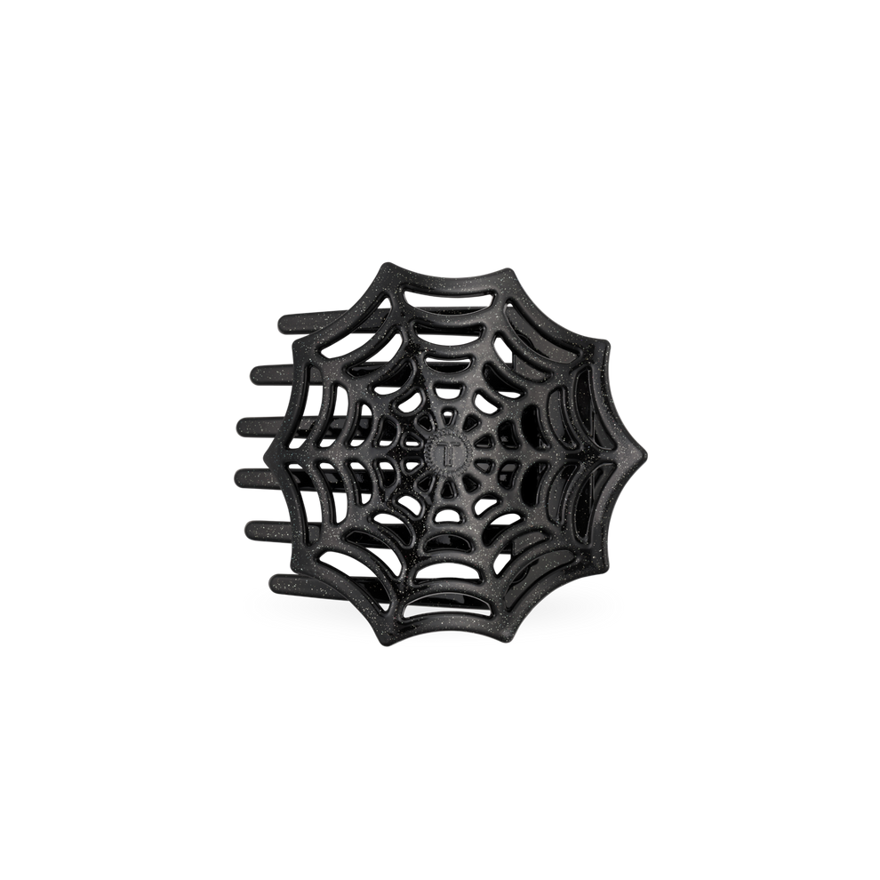 TELETIES black spider web flat hair clip with bendable teeth for comfortable, secure styling on all hair types.
