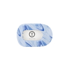 TELETIES small flat round hair clip in blue marble pattern with bendable teeth for a comfortable, secure hold.
