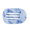 TELETIES blue marbled large flat round hair clip with bendable teeth for a secure hold.
