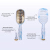 TELETIES blue tie-dye vented hair brush with quick-heat plate and removable cleaner. Ergonomic coil handle.

