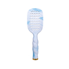TELETIES blue tie-dye vented hair brush with wavy cutouts and a twisted handle.
