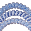 TELETIES blue and white spiral hair ties with a patterned design and a swirled design, gentle on hair.

