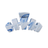 TELETIES blue and white swirled medium claw clip with bendable teeth for a secure hold.
