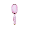 TELETIES pink and white tie-dye boar bristle hair brush with gold trim and ergonomic coil handle.
